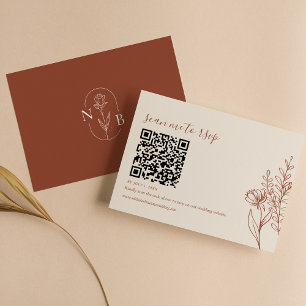Modern Minimalist Terracotta Boho Wedding QR Code RSVP Card