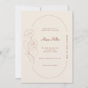 Modern Minimalist Terracotta Floral Bridal Shower Invitation