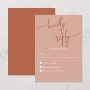 Modern Minimalist Terracotta Orange Wedding RSVP Enclosure Card
