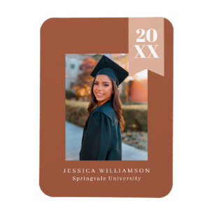 Modern Minimalist Terracotta Ribbon Grad Photo   A Magnet