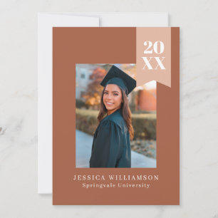 Modern Minimalist Terracotta Ribbon Grad Photo   Announcement
