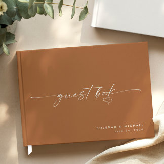 Modern Minimalist Terracotta Script Wedding Guest Book