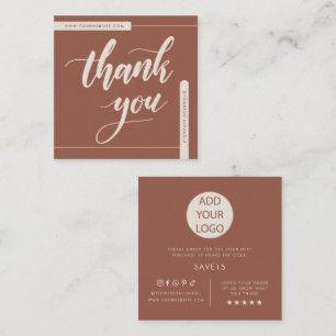 Modern Minimalist Terracotta Thank You Small Square Business Card