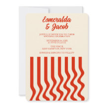 Modern Minimalist Terracotta Wavy Stripe Wedding
