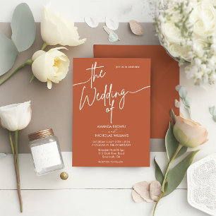 Modern Minimalist Terracotta Wedding Invitation