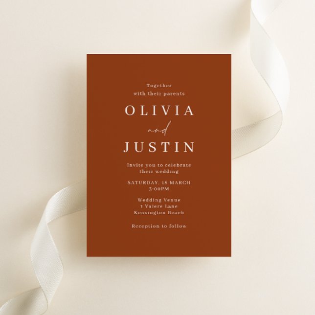 Modern Minimalist Terracotta Wedding Invitation (Creator Uploaded)