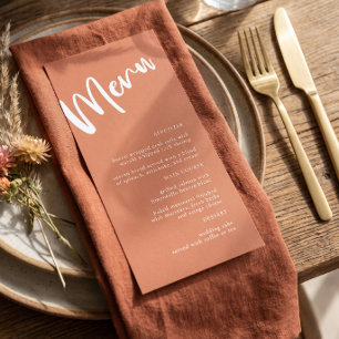 Modern Minimalist Terracotta Wedding Menu