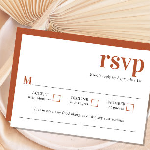 Modern Minimalist Terracotta Wedding RSVP Card