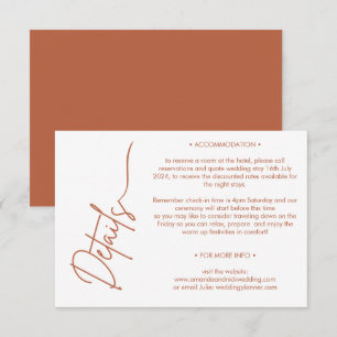 Modern Minimalist Terracotta White Details Enclosure Card