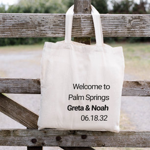Modern Minimalist Text Destination Wedding Welcome Tote Bag
