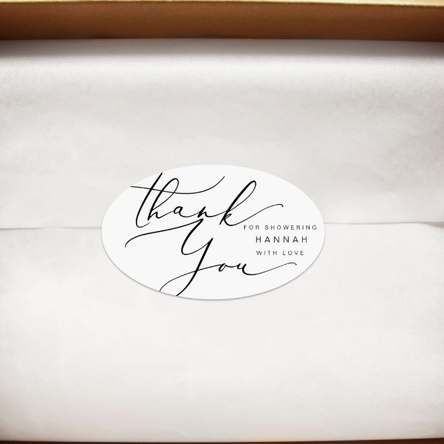 Modern Minimalist Thank you Bridal Shower  Oval Sticker (Creator Uploaded)