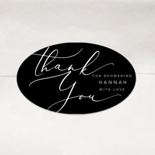 Modern Minimalist Thank you Bridal Shower  Oval Sticker