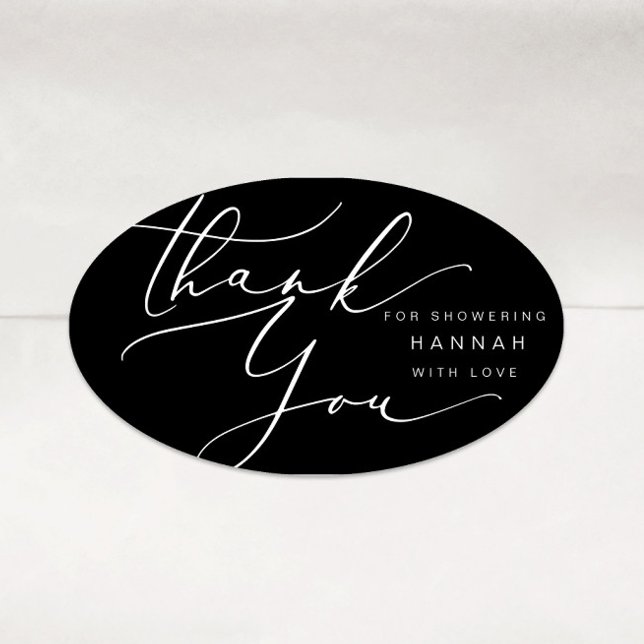 Modern Minimalist Thank you Bridal Shower  Oval Sticker (Creator Uploaded)