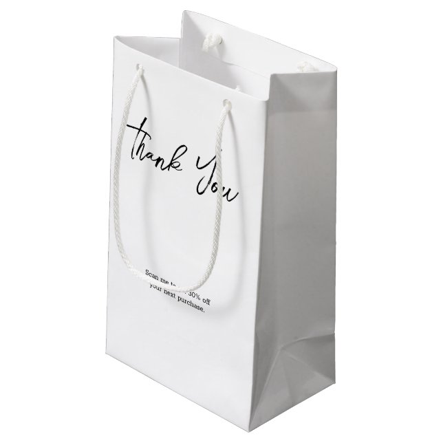 modern  minimalist  thank you business qr code  small gift bag (Back Angled)
