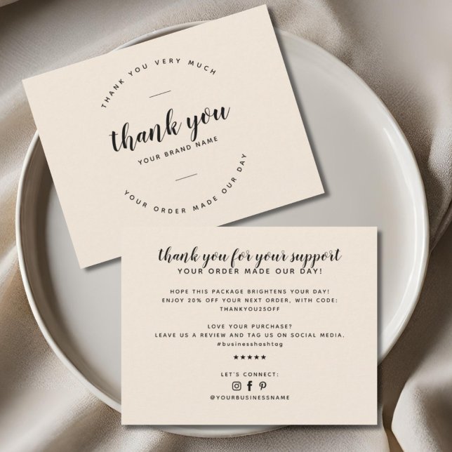 Modern minimalist thank you for your order card (Creator Uploaded)