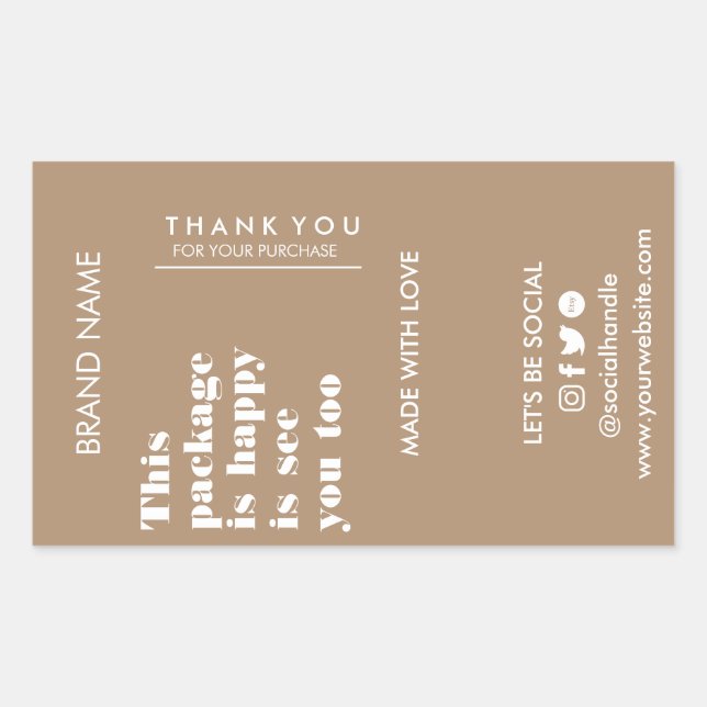 Modern Minimalist Thank You for Your Purchase Busi Rectangular Sticker (Front)