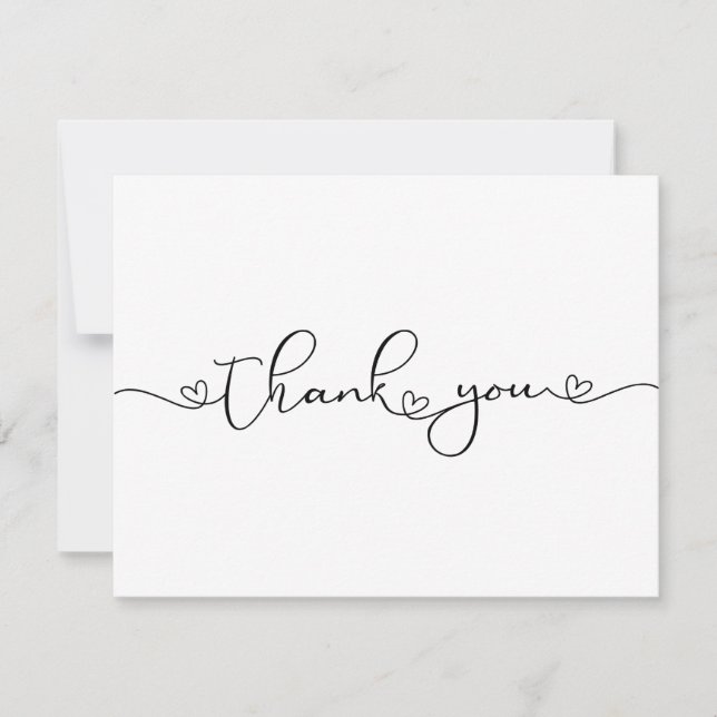 Modern Minimalist Thank You Heart Custom Card (Front)