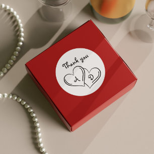 Modern & Minimalist Thank You Heart Doodle Wedding Classic Round Sticker