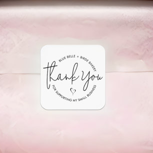 Modern Minimalist Thank You Small Business Heart S Square Sticker