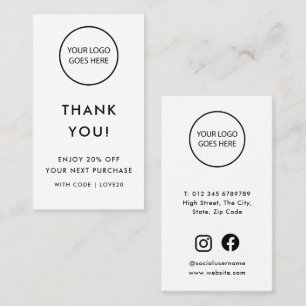 Modern Minimalist Thank You Socials Discount Card