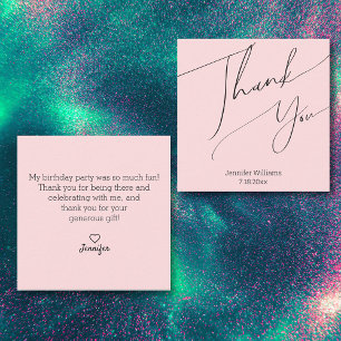 modern  minimalist  thank you sweet 16 pink card
