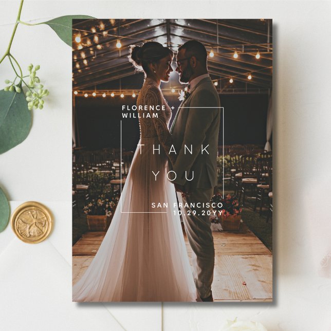 Modern Minimalist Thank You Wedding Photo Card (Creator Uploaded)