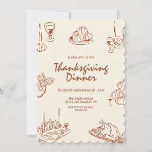 Modern Minimalist Thanksgiving Dinner Invitation