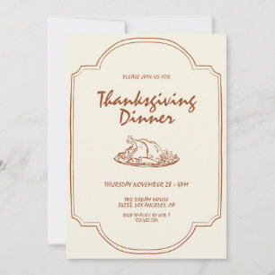 Modern Minimalist Thanksgiving Dinner Invitation