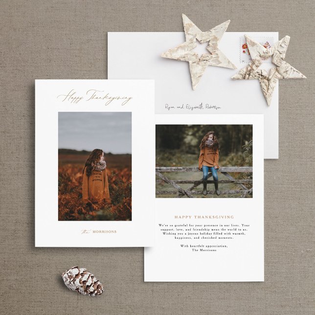 Modern Minimalist Thanksgiving Photo Card (Creator Uploaded)