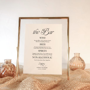 Modern Minimalist "The Bar" Wedding Menu Sign