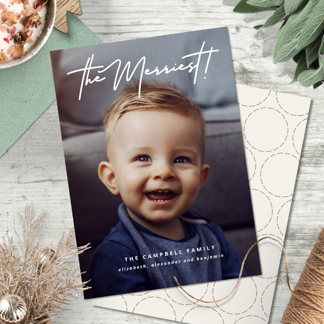 Modern Minimalist The Merriest Holiday Photo Card (Creator Uploaded)
