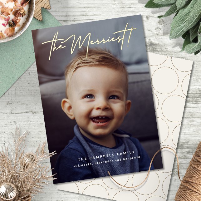 Modern Minimalist The Merriest Holiday Photo Card (Creator Uploaded)
