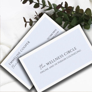 Modern Minimalist Therapist Pastel Blue Business Card