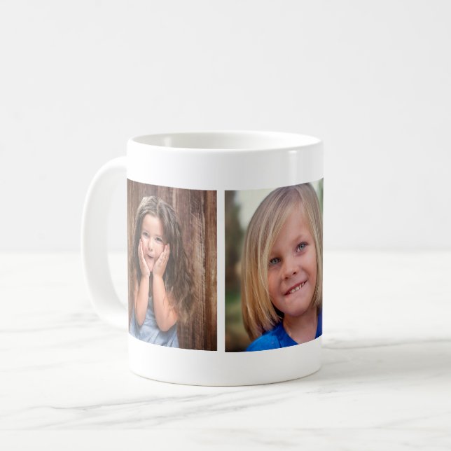 Modern Minimalist Three Photo Collage Grid Coffee Mug (Front Left)