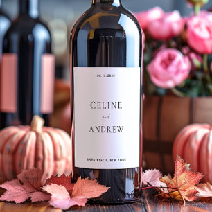 Modern Minimalist Timeless Love Blend Wedding Wine Label