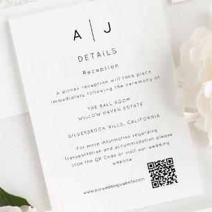 Modern Minimalist Timeless Wedding Details  Enclosure Card