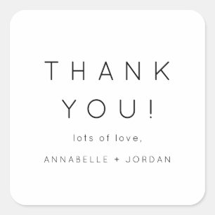Modern Minimalist Timeless Wedding Thank You Square Sticker