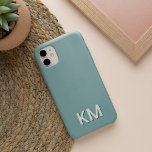 Modern Minimalist Tonal Monogram iPhone 13 Case<br><div class="desc">Modern minimalist design in chic tonal green colours features your initials or monogram in clean,  simple lettering along the bottom,  layered with a deeper colour for a 3D look.</div>