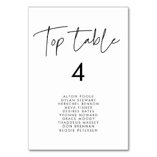 Modern minimalist Top table seating chart cards