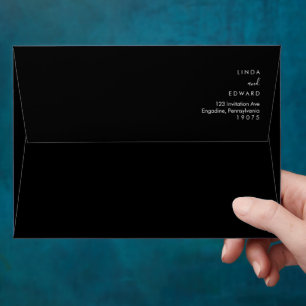 Modern Minimalist Traditional  Black Wedding Envelope