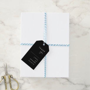 Modern Minimalist Traditional  Black Wedding Gift Tags