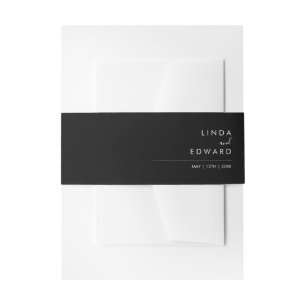 Modern Minimalist Traditional Black Wedding Invitation Belly Band