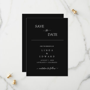 Modern Minimalist Traditional Black Wedding Save The Date