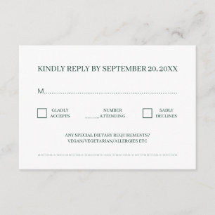 Modern Minimalist Traditional Green RSVP Enclosure Card