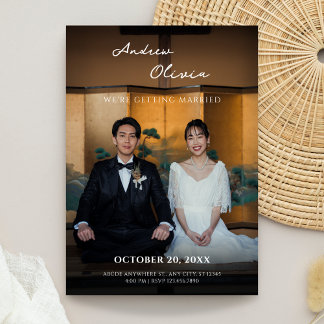 Modern Minimalist traditional photo wedding Invitation