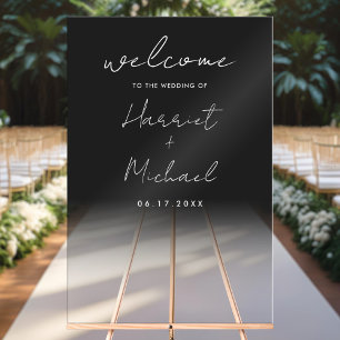 Modern Minimalist Transparent Wedding Welcome Acrylic Sign