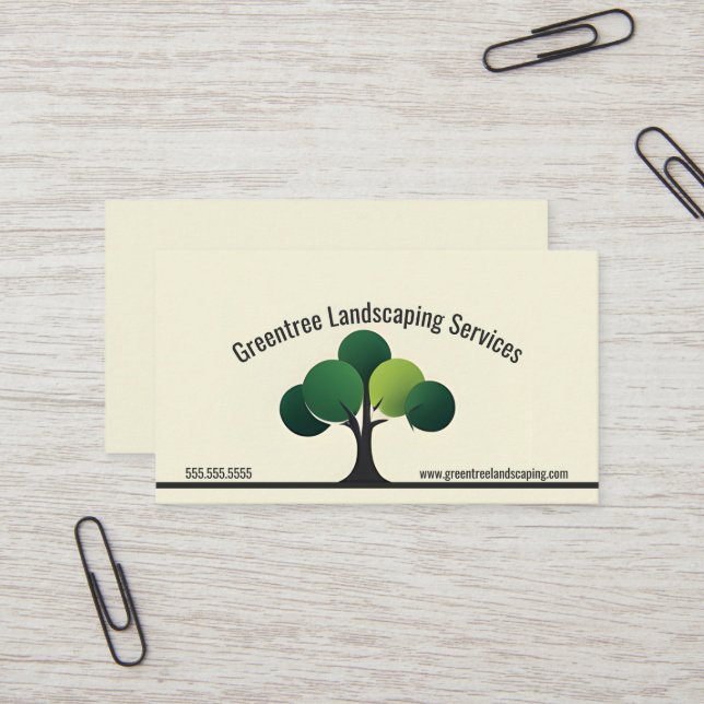 Modern Minimalist Tree Landscape Yard Garden Business Card (Front/Back In Situ)