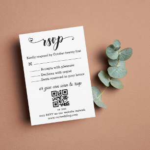 modern minimalist trendy chic script rsvp wedding card