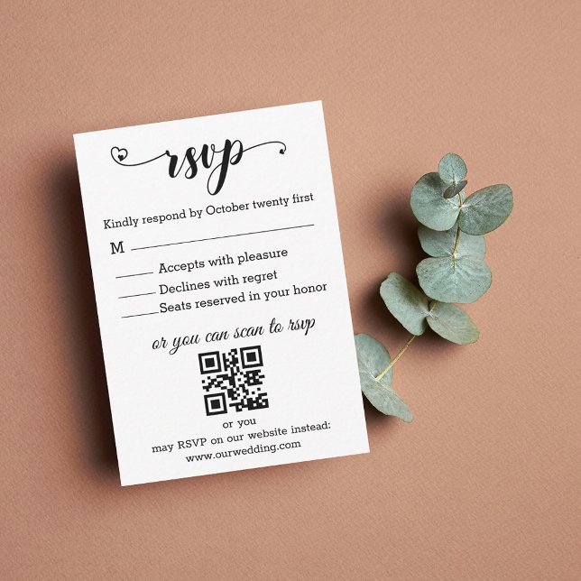 modern minimalist trendy chic script rsvp wedding  card (Creator Uploaded)