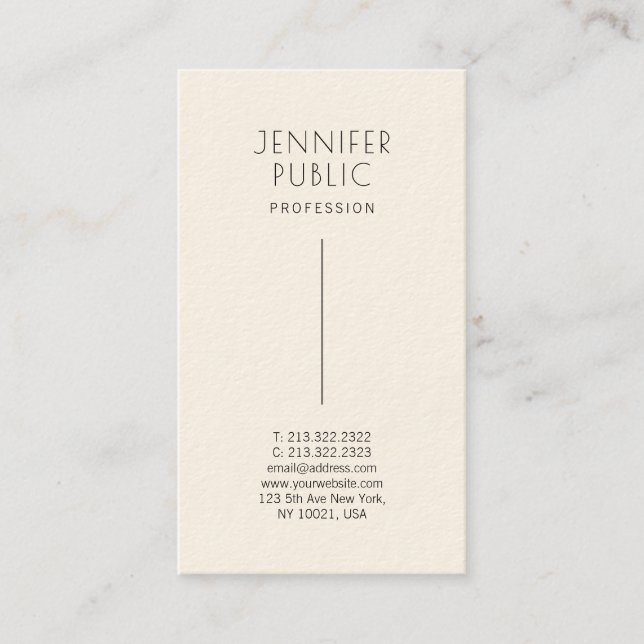  Modern Minimalist Trendy Elegant Signature Cream Business Card (Front)